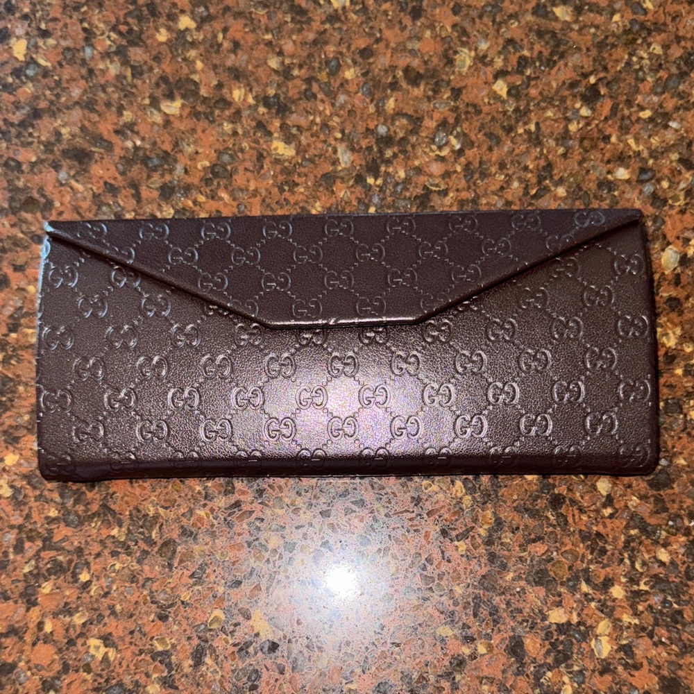 Gucci Brown Monogram Collapsible Eyeglasses Case